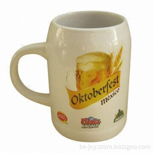 Ceramic beer mug with printing, various artworks are available, OEM orders are welcome